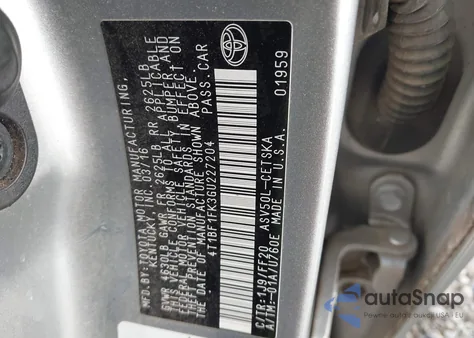 2016 Toyota Camry Se z USA, uszkodzony, nr VIN 4T1BF1FK3GU227204